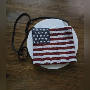 USA Stars And Stripes American Flag Beaded Purse